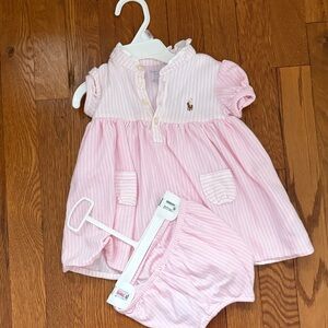 Pink Striped Kids Dress Set - Ralph Lauren